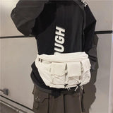 Large Waist Bag Fanny Pack Streetwear Canvas Belt Bags Chest Packs Hip Hop Pack
