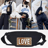 FEELING Letter Print Waist Bags Men Women Running Sports Bag