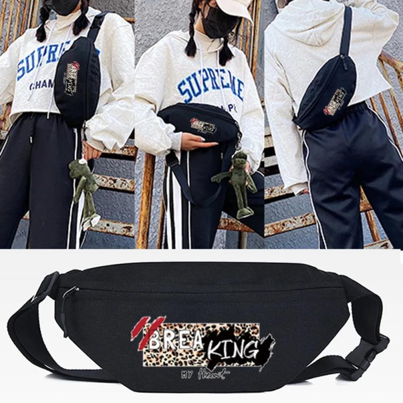 FEELING Letter Print Waist Bags Men Women Running Sports Bag