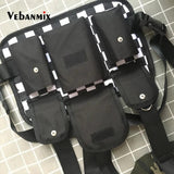 Plaid Chest Bag Kanye West Hip Hop Streetwear Men Tactical Vest