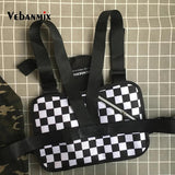 Plaid Chest Bag Kanye West Hip Hop Streetwear Men Tactical Vest