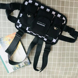 Plaid Chest Bag Kanye West Hip Hop Streetwear Men Tactical Vest