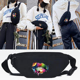Zipper Mouth Print Waist Bags Men Casual Chest Packs Unisex Belt Bag Fanny Pack