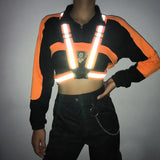 Reflective Straps Hip Hop Style Schoolbag Buckle Belt Tooling Wind Vest Safety