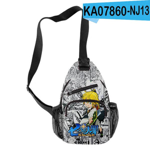 Harajuku 7 Sins 3D Print Chest Bag Oxford Waterproof Outdoor Shoulder Bag