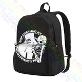 Skeleton Worship Satan & GF? Large Capacity Backpack Bookbag