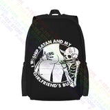 Skeleton Worship Satan & GF? Large Capacity Backpack Bookbag