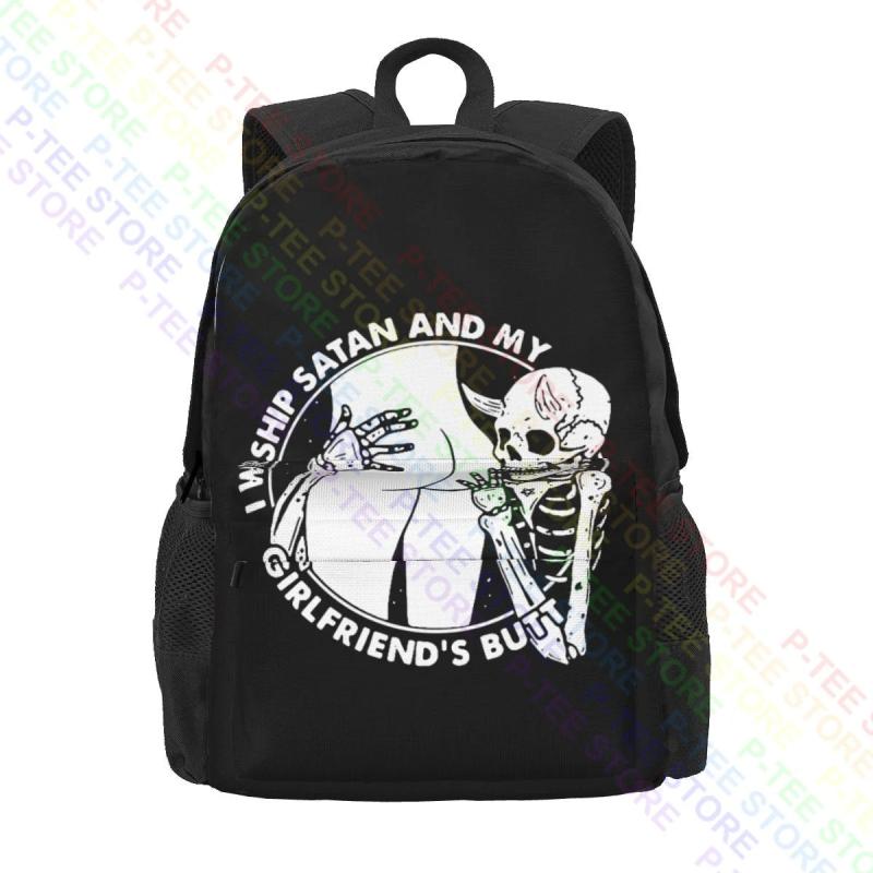 Skeleton Worship Satan & GF? Large Capacity Backpack Bookbag