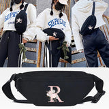 Pink Flower R Print Waist Bags Men Women Handbag Sport Belt Shoulder Pack