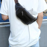 Men Waist Bag Fanny Pack Leather Running Waterproof Hiking Traveling