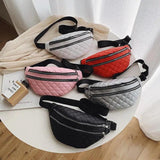 Lingge Embroidered Thread Waist Bag Small Bag Female Oblique Cross Bag