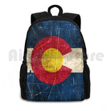 Vintage Aged And Scratched Colorado Flag Outdoor Hiking Backpack