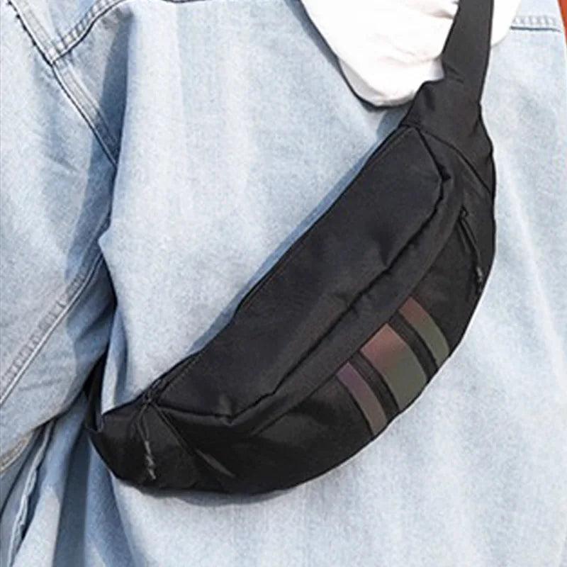 Reflective Chest Bag for Men Waist Bag Canvas Fanny Pack Male