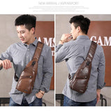 Men's Crossbody Bags USB Chest Bags Messenger Leather Shoulder Bags