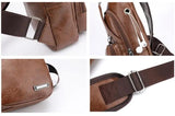 Men's Crossbody Bags USB Chest Bags Messenger Leather Shoulder Bags