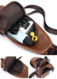 Men's Crossbody Bags USB Chest Bags Messenger Leather Shoulder Bags