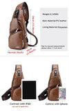 Men's Crossbody Bags USB Chest Bags Messenger Leather Shoulder Bags