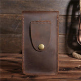 Men's Leather Fanny Waist Pack Small Mini Cell Phone Pocket Hook Vintage Bags