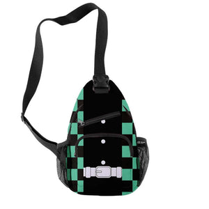 Harajuku Anime Demon Slayer Chest Bag Oxford Waterproof Sports Crossbody Bag