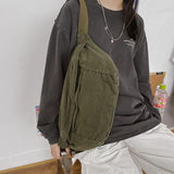 Canvas Shoulder Messenger Bag for Girls Large Capacity Crossbody Chest Bag