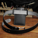 Crazy Horse Leather Waist Pack Phone Bag Belt Loop Hook Waist Pouch Brown