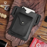 Crazy Horse Leather Waist Pack Phone Bag Belt Loop Hook Waist Pouch Brown