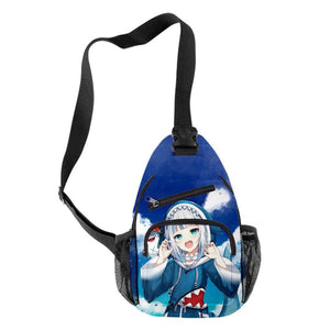 Gawr Gura Shark Crossbody Chest Bag Waterproof Sports Travel Bag