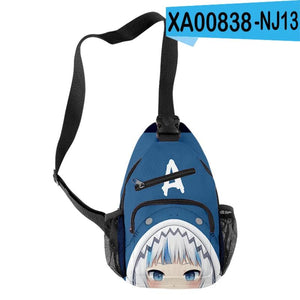 Gawr Gura Shark Crossbody Chest Bag Waterproof Sports Travel Bag