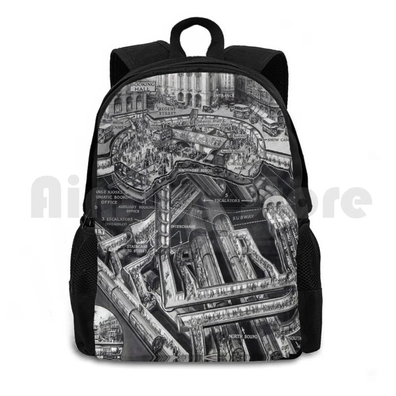 Vintage London Picadilly Tube Outdoor Hiking Backpack