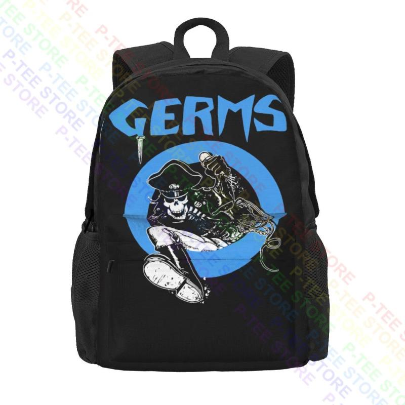 Germs Leather Skeleton Rock N Roll Music Band Large Capacity Backpack