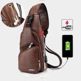Men's Crossbody Single Shoulder Bag USB Sports Outdoor Casual Chest Bags