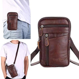 Men Leather Phone Pouch Belt Bag Waist Purse Zipper Anti-theft