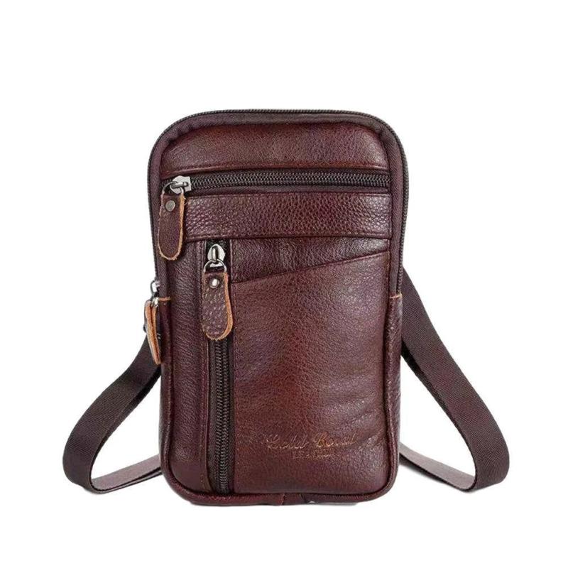 Men Leather Phone Pouch Belt Bag Waist Purse Zipper Anti-theft