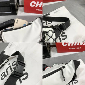 Unisex Hip Hop Drawstring Waist Bag Nylon Chest Bag Korea Messenger