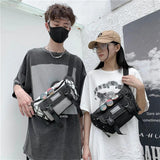 Unisex Hip Hop Drawstring Waist Bag Nylon Chest Bag Korea Messenger