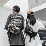 Unisex Hip Hop Drawstring Waist Bag Nylon Chest Bag Korea Messenger
