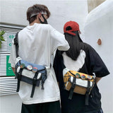 Unisex Hip Hop Drawstring Waist Bag Nylon Chest Bag Korea Messenger