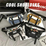 Unisex Hip Hop Drawstring Waist Bag Nylon Chest Bag Korea Messenger