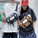Unisex Hip Hop Drawstring Waist Bag Nylon Chest Bag Korea Messenger