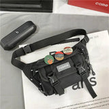 Unisex Hip Hop Drawstring Waist Bag Nylon Chest Bag Korea Messenger