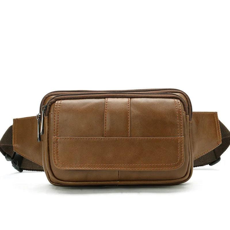 Men Leather Waist Bag Chest Shoulder Cross Body Top Cowhide Hip Bum Fanny Pack