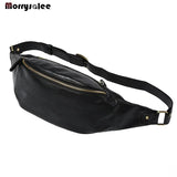 Men Shoulder Chest Bag Waterproof Waist Pack Leather Wallet