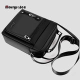 Men Backpack Waterproof PU Leather Travel Bag Large Capacity