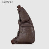 Men's Chest Bags Shoulder Messenger Bags PU Leather Classic Travel Crossbody Bag