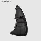 Men's Chest Bags Shoulder Messenger Bags PU Leather Classic Travel Crossbody Bag