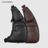 Men's Chest Bags Shoulder Messenger Bags PU Leather Classic Travel Crossbody Bag
