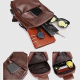 3PCS Mens Crossbody Bag Theftproof Leather Chest Bags Men Shoulder Bags
