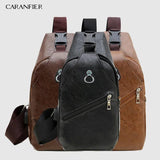 3PCS Mens Crossbody Bag Theftproof Leather Chest Bags Men Shoulder Bags