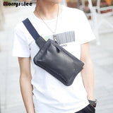 Men's PU Leather Chest Bag Waterproof Military Waist Pouch
