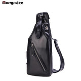 USB Charging Explosion PU Men's Chest Bag Shoulder Bag